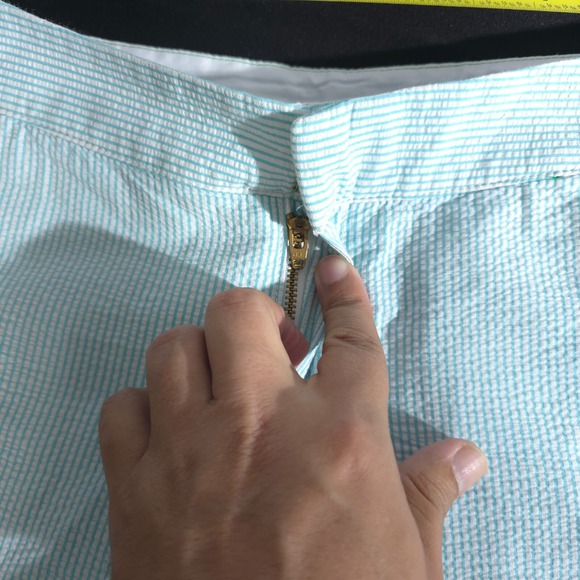 Lilly Pulitzer The Buttercup Short Blue Turquoise Seersucker Stripe Size 0 Beach - Picture 11 of 16